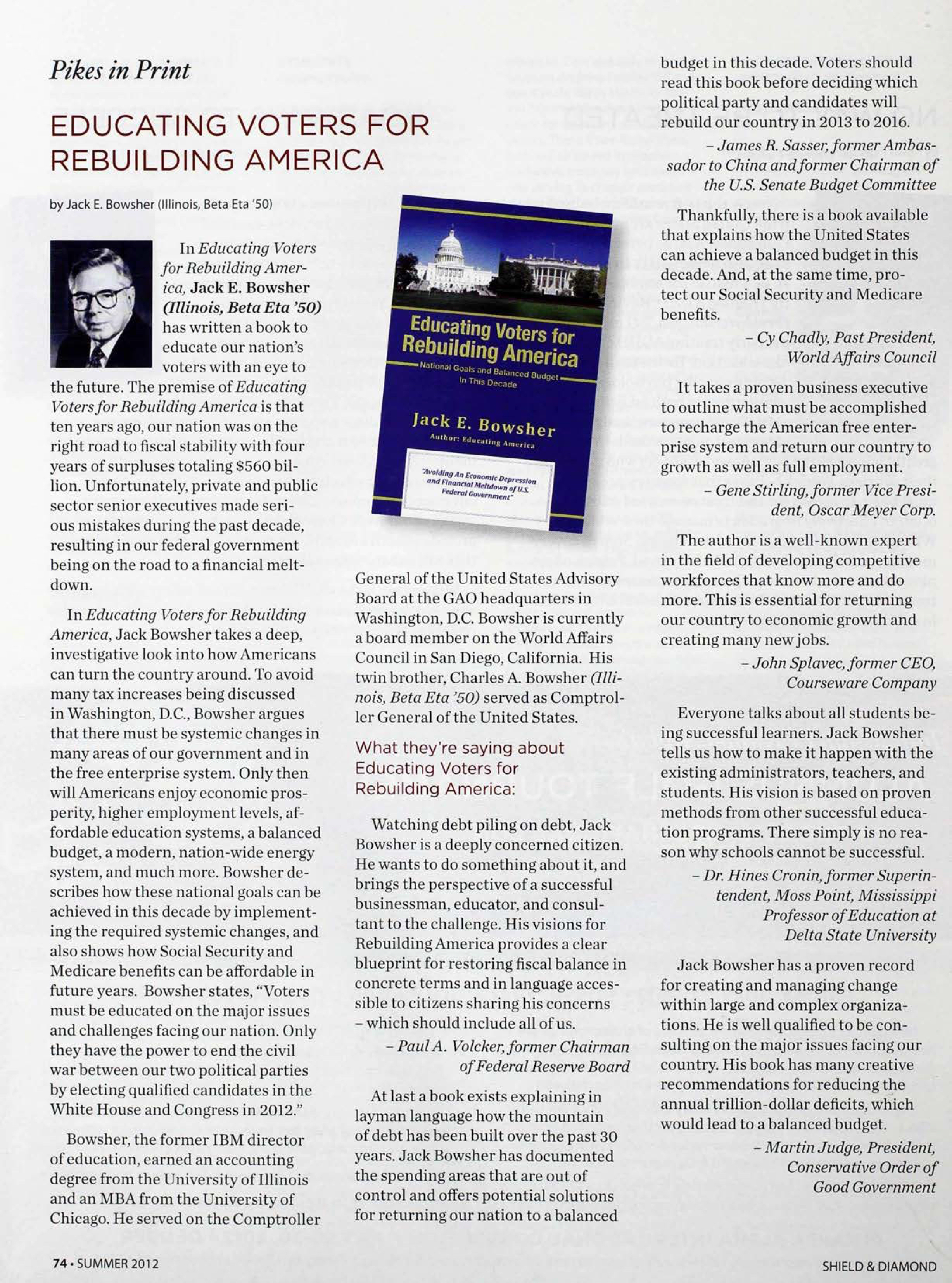 Pikes In Print: Educating Voters For Rebuilding America